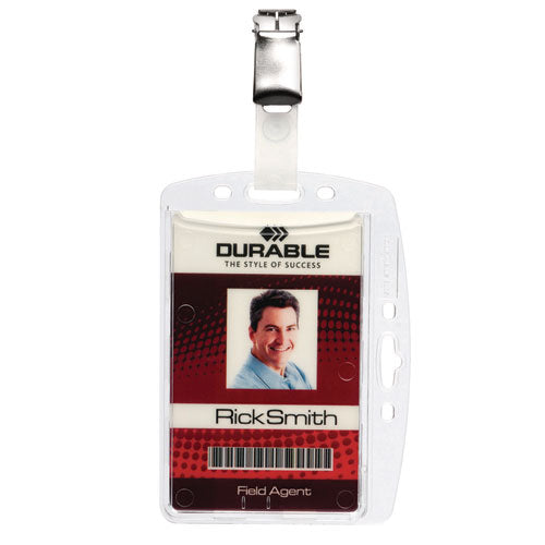 Image of Durable® Id/security Card Holder Set, Vertical/horizontal, Clip, Clear, 25/pack