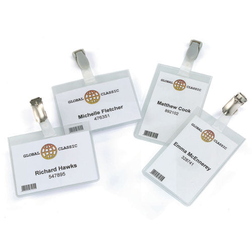 Image of Durable® Id/security Card Holder Set, Vertical/horizontal, Clip, Clear, 25/pack