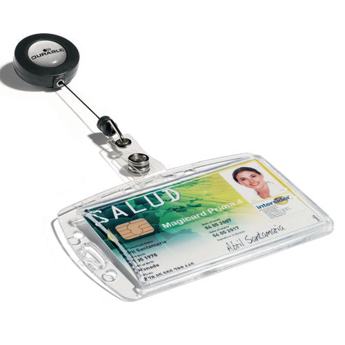 Image of Durable® Id/security Card Holder Set, Vertical/horizontal, Reel, Clear, 10/pack