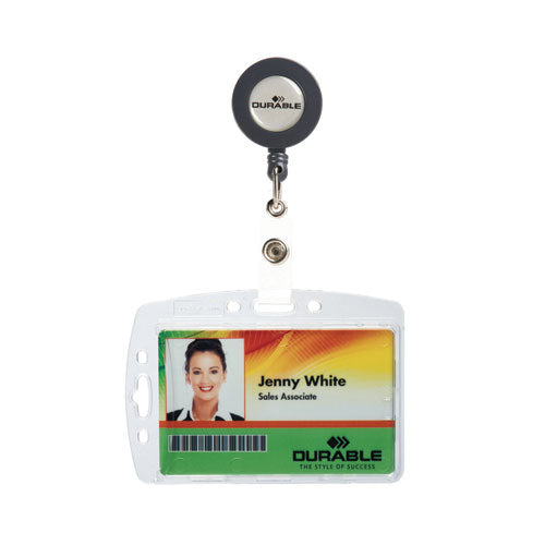 Image of Durable® Id/security Card Holder Set, Vertical/horizontal, Reel, Clear, 10/pack