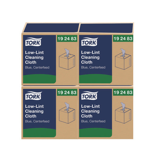 Image of Tork® Low-Lint Cleaning Cloths, 1-Ply, 15 x 15, Blue, 240 Sheets, 4 Boxes/Carton