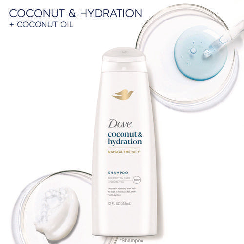 Image of Dove® Coconut Shampoo, 12 oz Bottle, 6/Carton