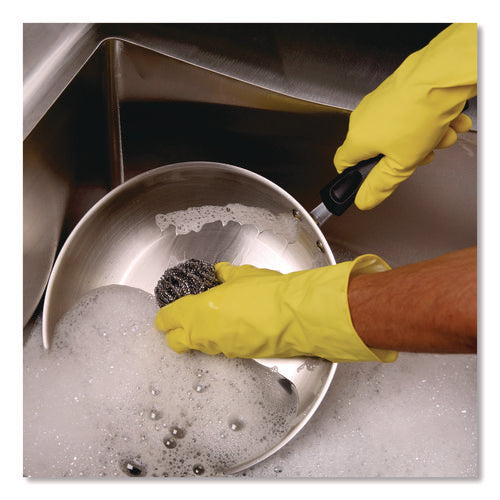 Image of Boardwalk® Stainless Steel Scrubber, Medium Size, Steel Gray, 72/carton