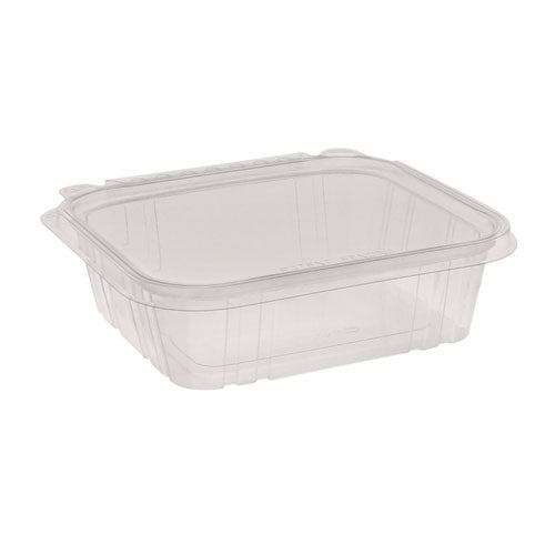 Image of Pactiv Evergreen EarthChoice Tamper Evident Recycled Hinged Lid Deli Container, 24 oz, 7.25 x 6.37 x 2, Clear, Plastic, 231/Carton