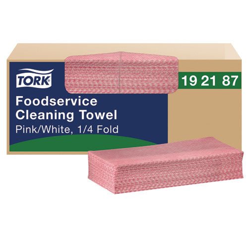 Image of Tork® Foodservice Cleaning Towel, 1-Ply, 6 x 10.75, Pink, 200/Carton