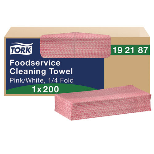 Image of Tork® Foodservice Cleaning Towel, 1-Ply, 6 x 10.75, Pink, 200/Carton