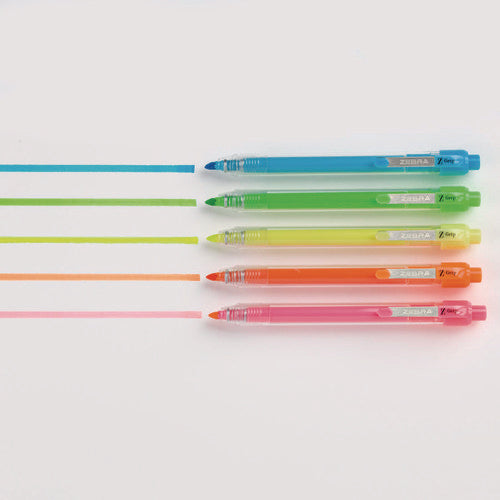 Image of Zebra® Z-Grip Retractable Highlighter Markers, Assorted Neon Ink, Chisel Tip, Assorted Neon Barrel, Dozen