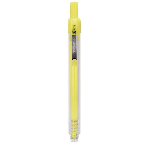 Image of Zebra® Z-Grip Retractable Highlighter Markers, Neon Yellow Ink, Chisel Tip, Neon Yellow Barrel, Dozen