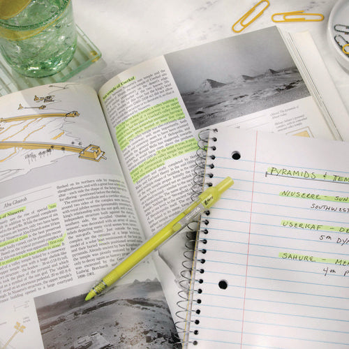 Image of Zebra® Z-Grip Retractable Highlighter Markers, Neon Yellow Ink, Chisel Tip, Neon Yellow Barrel, Dozen