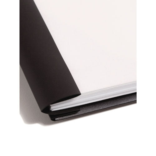 Image of Smead Clear Front Poly Report Cover, Double-Prong Fastener, 0.5" Capacity, 8.5 X 11, Clear/black, 5/pack