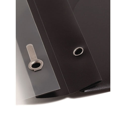 Image of Smead Clear Front Poly Report Cover, Double-Prong Fastener, 0.5" Capacity, 8.5 X 11, Clear/black, 5/pack