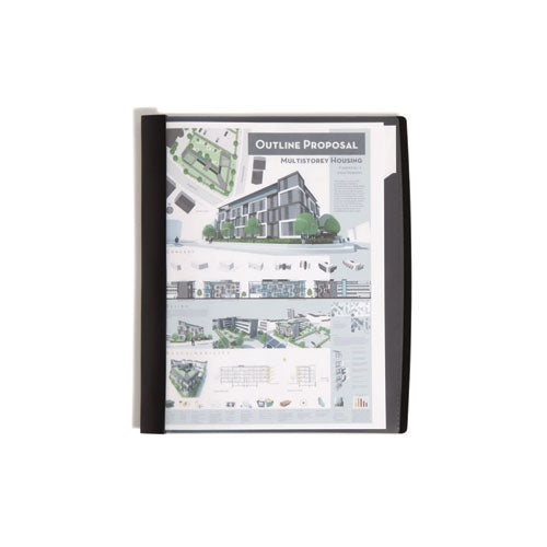 Image of Smead Clear Front Poly Report Cover, Double-Prong Fastener, 0.5" Capacity, 8.5 X 11, Clear/black, 5/pack