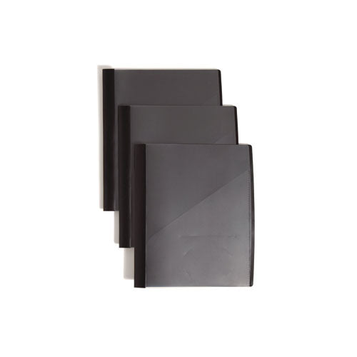 Image of Smead Clear Front Poly Report Cover, Double-Prong Fastener, 0.5" Capacity, 8.5 X 11, Clear/black, 5/pack