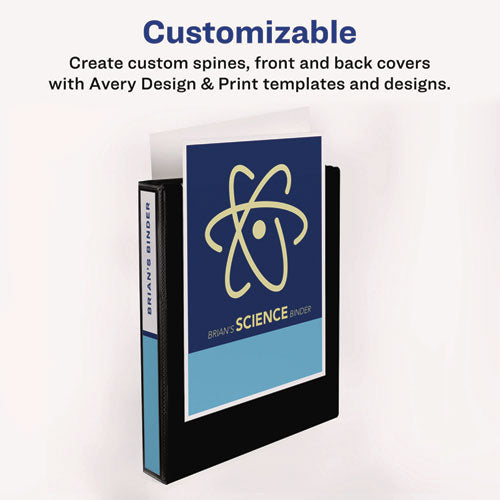 Image of Avery® Heavy-Duty Non Stick View Binder With Durahinge And Slant Rings, 3 Rings, 0.5" Capacity, 11 X 8.5, Black, (5233)