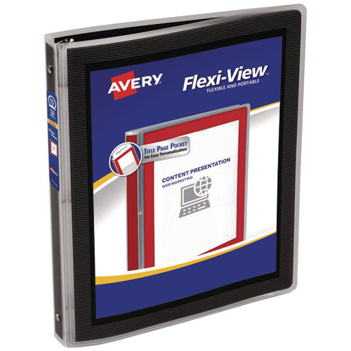 Image of Avery® Flexi-View Binder With Round Rings, 3 Rings, 0.5" Capacity, 11 X 8.5, Black