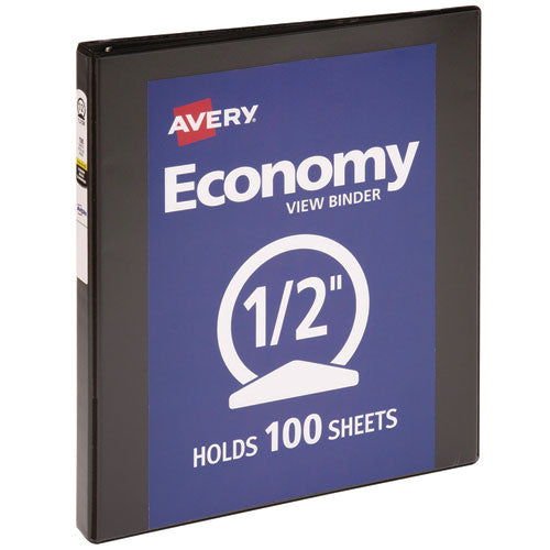 Image of Avery® Economy View Binder With Round Rings , 3 Rings, 0.5" Capacity, 11 X 8.5, Black, (5705)
