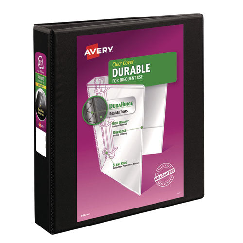 Image of Avery® Durable View Binder With Durahinge And Ezd Rings, 3 Rings, 1.5" Capacity, 11 X 8.5, Black, (9400)