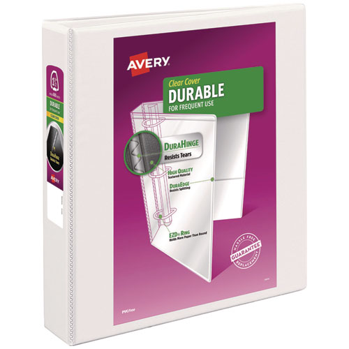 Image of Avery® Durable View Binder With Durahinge And Ezd Rings, 3 Rings, 1.5" Capacity, 11 X 8.5, White, (9401)