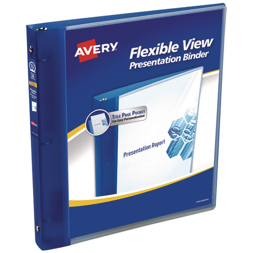 Image of Avery® Flexible View Binder With Round Rings, 3 Rings, 0.5" Capacity, 11 X 8.5, Blue