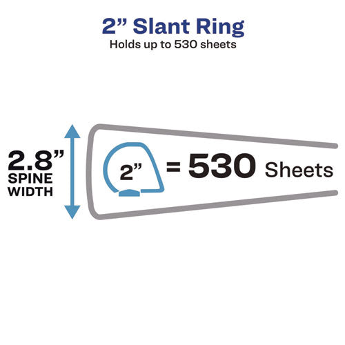 Image of Avery® Durable View Binder With Durahinge And Slant Rings, 3 Rings, 2" Capacity, 11 X 8.5, Blue