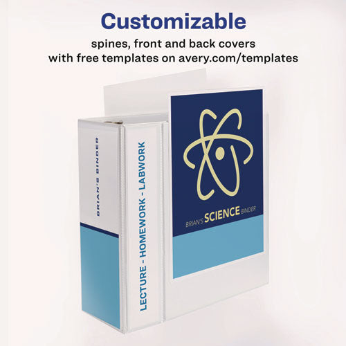 Image of Avery® Durable View Binder With Durahinge And Ezd Rings, 3 Rings, 5" Capacity, 11 X 8.5, White, (9901)