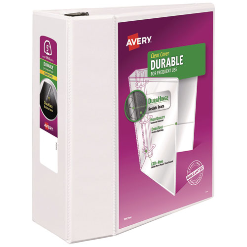 Image of Avery® Durable View Binder With Durahinge And Ezd Rings, 3 Rings, 5" Capacity, 11 X 8.5, White, (9901)