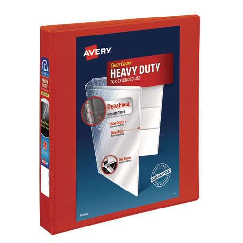 Image of Avery® Heavy-Duty View Binder With Durahinge And One Touch Ezd Rings, 3 Rings, 1" Capacity, 11 X 8.5, Red