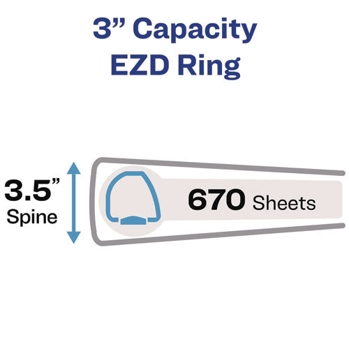 Image of Avery® Framed View Heavy-Duty Binders, 3 Rings, 3" Capacity, 11 X 8.5, Navy Blue