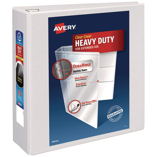 Image of Avery® Heavy-Duty View Binder With Durahinge And Locking One Touch Ezd Rings, 3 Rings, 4" Capacity, 11 X 8.5, White