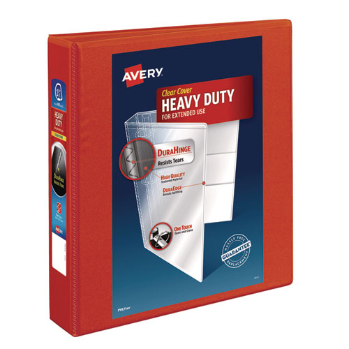 Image of Avery® Heavy-Duty View Binder With Durahinge And One Touch Ezd Rings, 3 Rings, 1.5" Capacity, 11 X 8.5, Red
