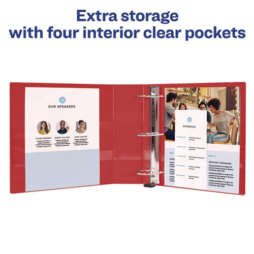 Image of Avery® Heavy-Duty View Binder With Durahinge And Locking One Touch Ezd Rings, 3 Rings, 4" Capacity, 11 X 8.5, Red
