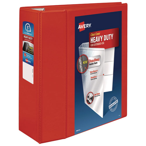 Image of Avery® Heavy-Duty View Binder With Durahinge And Locking One Touch Ezd Rings, 3 Rings, 5" Capacity, 11 X 8.5, Red