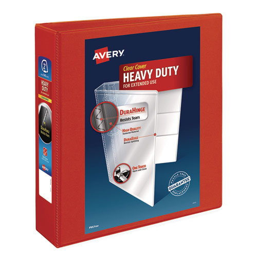 Image of Avery® Heavy-Duty View Binder With Durahinge And One Touch Ezd Rings, 3 Rings, 2" Capacity, 11 X 8.5, Red