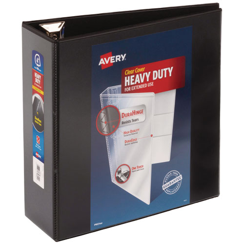 Image of Avery® Heavy-Duty View Binder With Durahinge And Locking One Touch Ezd Rings, 3 Rings, 4" Capacity, 11 X 8.5, Black