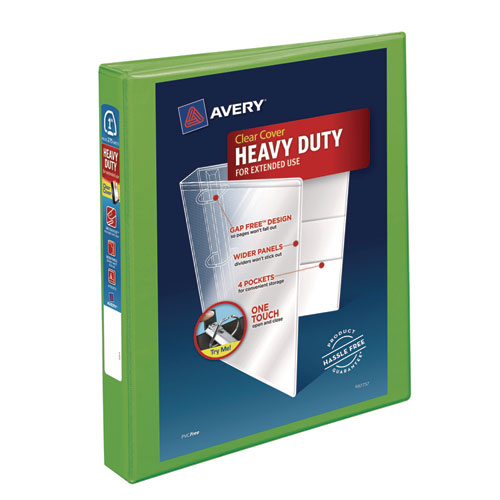 Image of Avery® Heavy-Duty View Binder With Durahinge And One Touch Ezd Rings, 3 Rings, 1" Capacity, 11 X 8.5, Chartreuse
