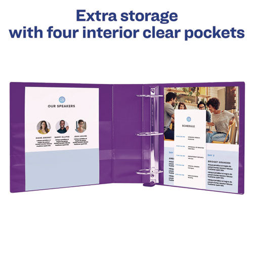 Image of Avery® Heavy-Duty View Binder With Durahinge And One Touch Ezd Rings, 3 Rings, 1" Capacity, 11 X 8.5, Purple