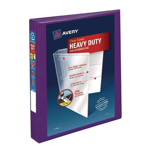 Image of Avery® Heavy-Duty View Binder With Durahinge And One Touch Ezd Rings, 3 Rings, 1" Capacity, 11 X 8.5, Purple
