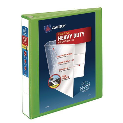 Image of Avery® Heavy-Duty View Binder With Durahinge And One Touch Ezd Rings, 3 Rings, 1.5" Capacity, 11 X 8.5, Chartreuse