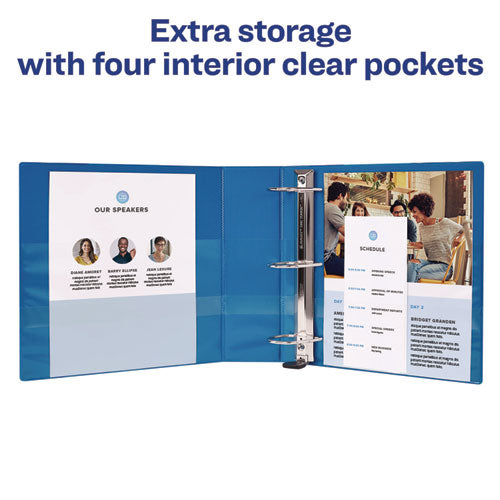 Image of Avery® Heavy-Duty View Binder With Durahinge And One Touch Ezd Rings, 3 Rings, 1.5" Capacity, 11 X 8.5, Pacific Blue