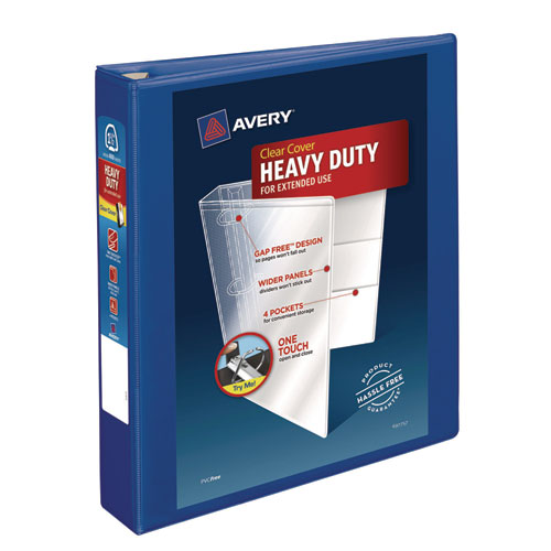 Image of Avery® Heavy-Duty View Binder With Durahinge And One Touch Ezd Rings, 3 Rings, 1.5" Capacity, 11 X 8.5, Pacific Blue