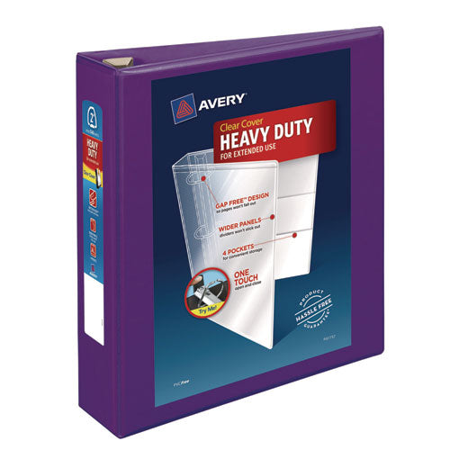 Image of Avery® Heavy-Duty View Binder With Durahinge And One Touch Ezd Rings, 3 Rings, 2" Capacity, 11 X 8.5, Purple