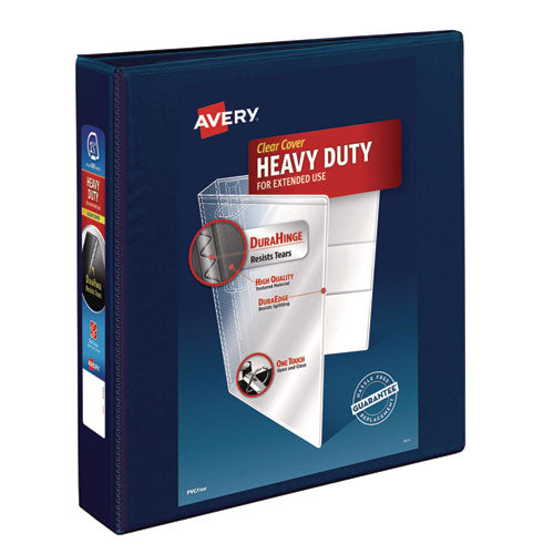 Image of Avery® Heavy-Duty View Binder With Durahinge And One Touch Ezd Rings, 3 Rings, 1.5" Capacity, 11 X 8.5, Navy Blue