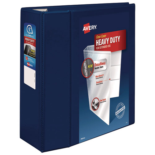 Image of Avery® Heavy-Duty View Binder With Durahinge And Locking One Touch Ezd Rings, 3 Rings, 5" Capacity, 11 X 8.5, Navy Blue
