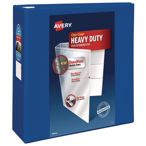 Image of Avery® Heavy-Duty View Binder With Durahinge And Locking One Touch Ezd Rings, 3 Rings, 4" Capacity, 11 X 8.5, Pacific Blue