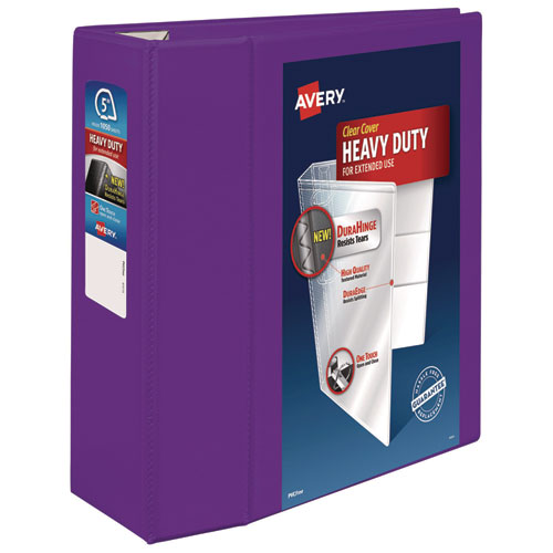 Image of Avery® Heavy-Duty View Binder With Durahinge And Locking One Touch Ezd Rings, 3 Rings, 5" Capacity, 11 X 8.5, Purple