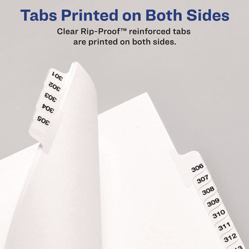 Image of Avery® Preprinted Legal Exhibit Side Tab Index Dividers, Avery Style, 10-Tab, 7, 11 X 8.5, White, 25/pack