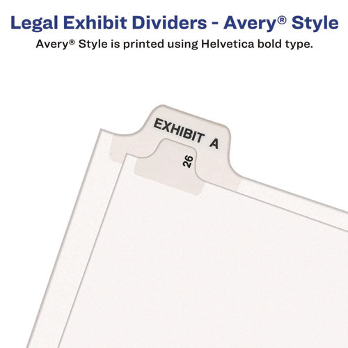 Image of Avery® Preprinted Legal Exhibit Side Tab Index Dividers, Avery Style, 10-Tab, 7, 11 X 8.5, White, 25/pack