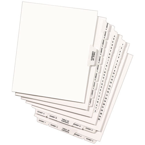 Image of Avery® Preprinted Legal Exhibit Side Tab Index Dividers, Avery Style, 10-Tab, 7, 11 X 8.5, White, 25/pack