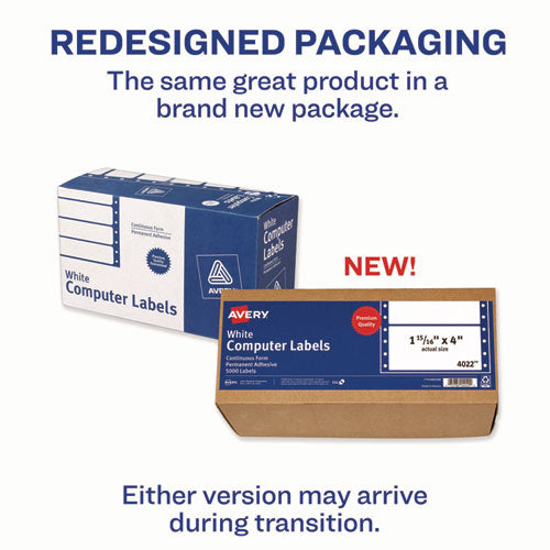 Image of Avery® Dot Matrix Printer Mailing Labels, Pin-Fed Printers, 1.94 X 4, White, 5,000/box