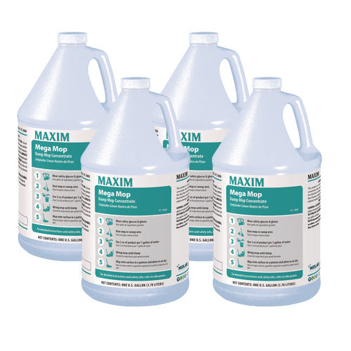 Image of Maxim® Mega Mop Damp Mop Concentrate, Lemon Scent, 1 Gal Bottle, 4/carton